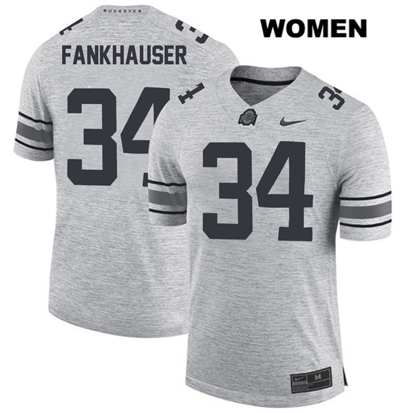 Ohio State Buckeyes Women's Owen Fankhauser #34 Gray Authentic Nike College NCAA Stitched Football Jersey BE19D04GE